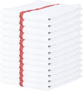 Arkwright Bar Mop Towels Pack of 12 100% Cotton Kitchen Dishcloths Absorbent Quick Dry Cleaning Cloths for Restaurant Bar and Home Kitchen 16 x 19 in White/Red