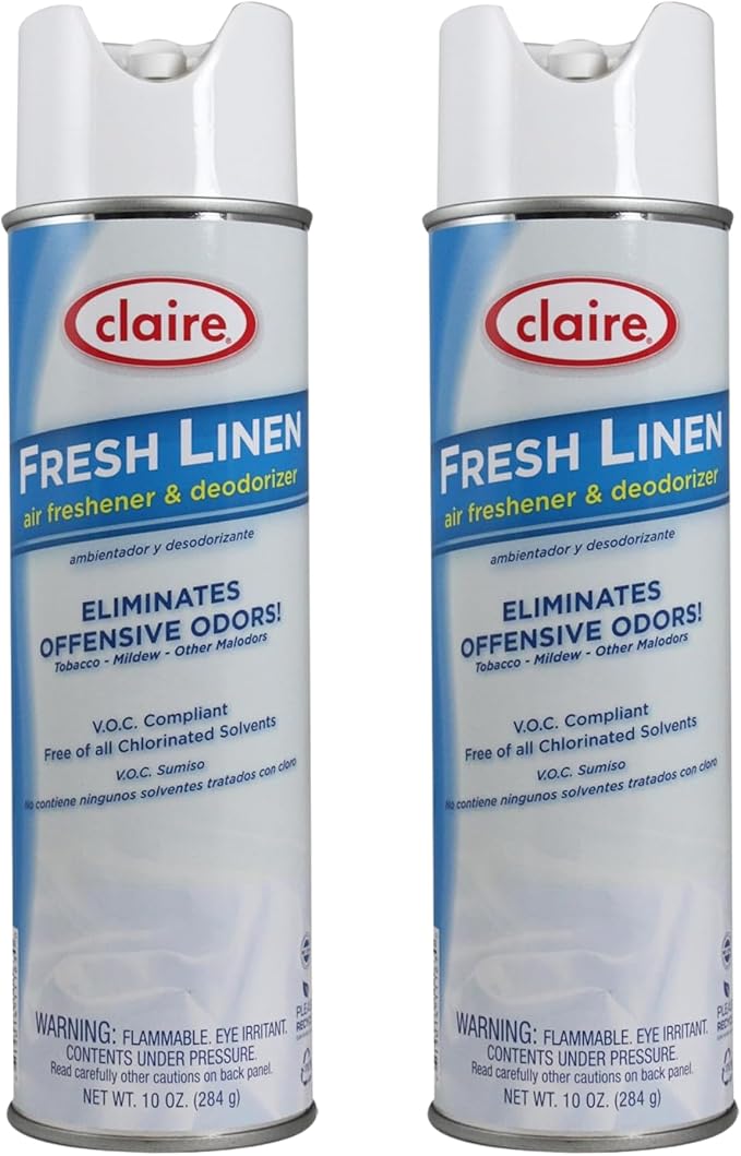 Claire Fresh Linen Air Freshener and Deodorizer 10 Oz. Net Wt. (2 Pack)