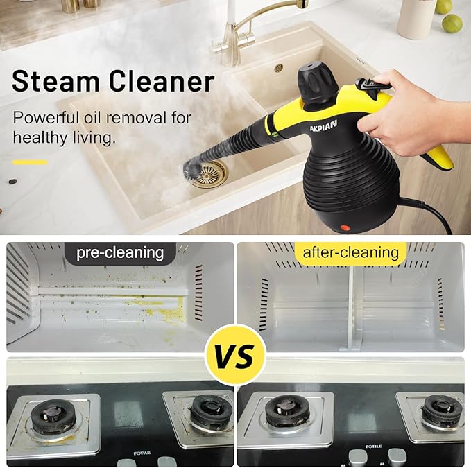 Handheld Steam Cleaner Steamer for Cleaning Multipurpose Portable Steam Cleaners for Home Use with Safety Lock and 10 Accessory Kit to Remove Grime Grease and More Save Time and Effort