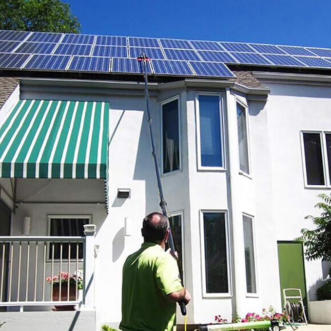 5-12M Window Cleaning Pole Window Cleaner Kit Water/Hose Fed Pole Window Cleaning Brush Equipment Cleaning Photovoltaic and Solar Panels / 30Cm Water Brush/9.0M