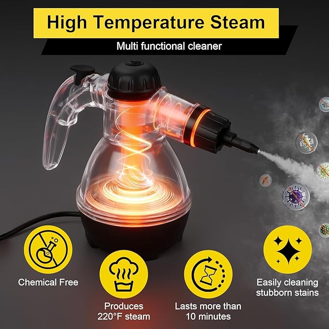 Handheld Steam Cleaner for Home Powerful Pressurized Steam Cleaner Natural Steamer for Cleaning Car Bathroom Shower Upholstery Grout Window Grease