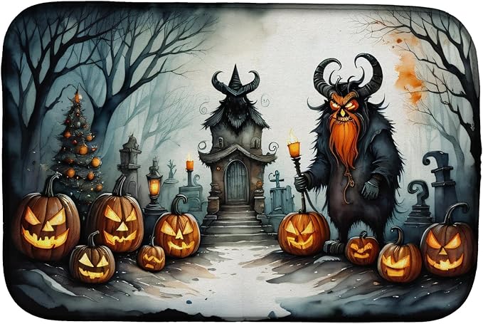 Caroline's Treasures DAC2247DDM Krampus The Christmas Demon Spooky Halloween Dish Drying Mat Absorbent Dish Drying Mat Pad for Kitchen Counter Dish Drainer Mat for Countertop 14 x 21 Multicolor