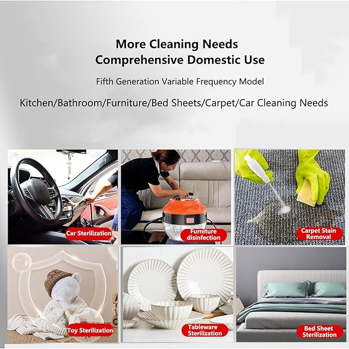 High Pressure Steam Cleaner 105℃ Hot Pressurized Cleaner for Kitchen Bathroom Tile with Sprayer Air Conditioning Refrigerator Stove Cleaning (US Plug 110V)