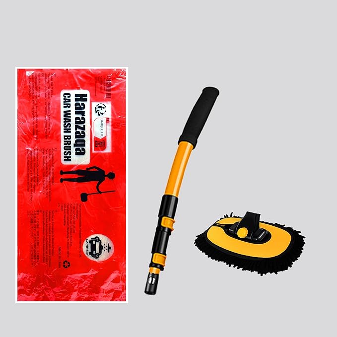 15° Curved Car Cleaning Brush with Telescopic Handle 43 Aluminum Alloy Long Rod Wash Mop For Washing Caravan Van Truck Boat RV Roof Soft Chenille Head Duster Clean Product Not Hurt Paint Scratch Free