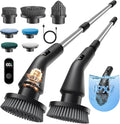 Leebein Electric Spin Scrubber 2026 Upgraded Cordless Cleaning Brush Bathroom Scrubber IPX7 Waterproof Electric Scrubber with 7 Brush Heads Extendable Long Handle Power Scrubber for Bathtub Floor