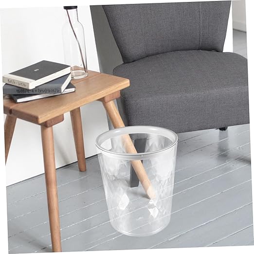 VOSAREA Transparent Trash Can Capacity Wastebasket for Bathroom Kitchen and Office Sturdy Structure Simple Style Lightweight Garbage Container for Easy Use