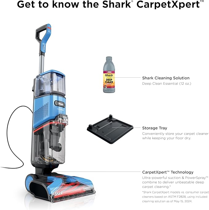 Shark CarpetXpert Upright Carpet &amp Area Rug Cleaner Perfect for Pets Lightweight &amp Powerful Dirt Grime &amp Odor Removal Carpet Shampooer Cleaning Solution Blue EX121BRN