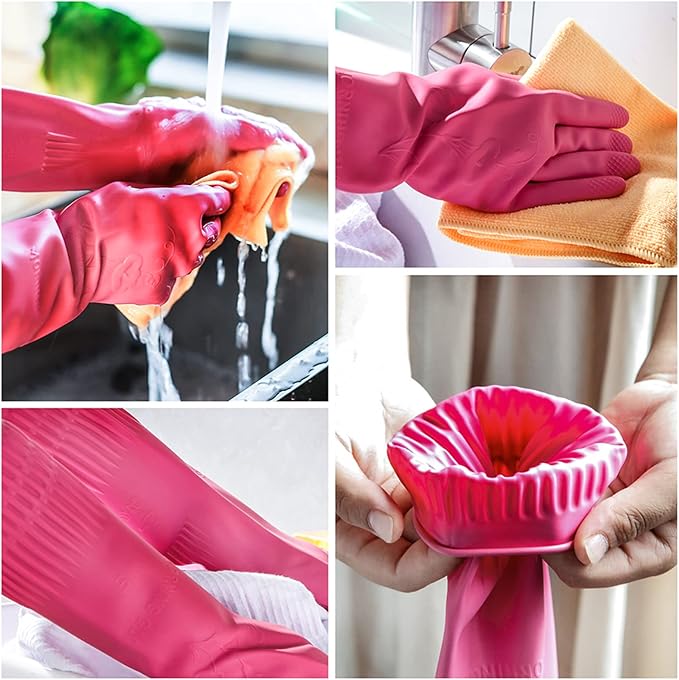 Rubber dishwashing gloves 3 or 6 Pairs for kitchenCleaning washing dish gloves long for household reuseable durable.