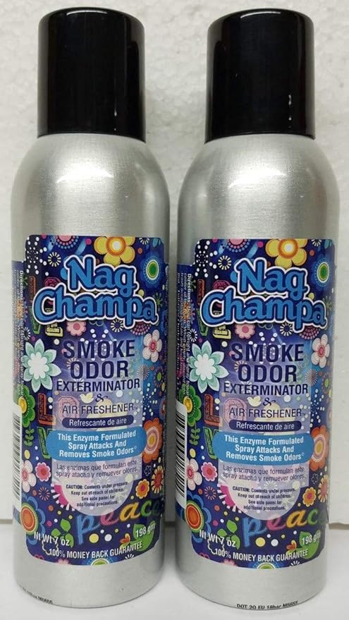 Smoke Odor Exterminator 198 gm/ 7 oz Large Spray Nag Champa Set of Two Cans.