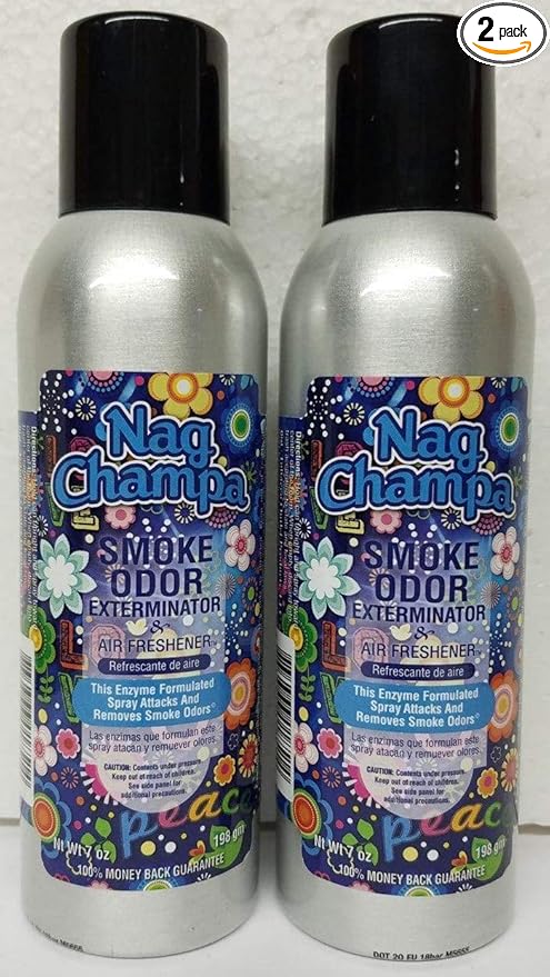 Smoke Odor Exterminator 198 gm/ 7 oz Large Spray Nag Champa Set of Two Cans.