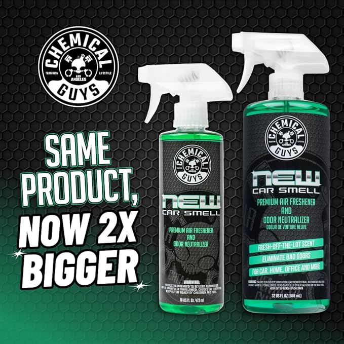 Chemical Guys New Car Smell Premium Air Freshener &amp Odor Eliminator - Fresh Interior Scent Spray for Cars Trucks SUVs RVs and More - Use in Home Office or Garage - 32 oz