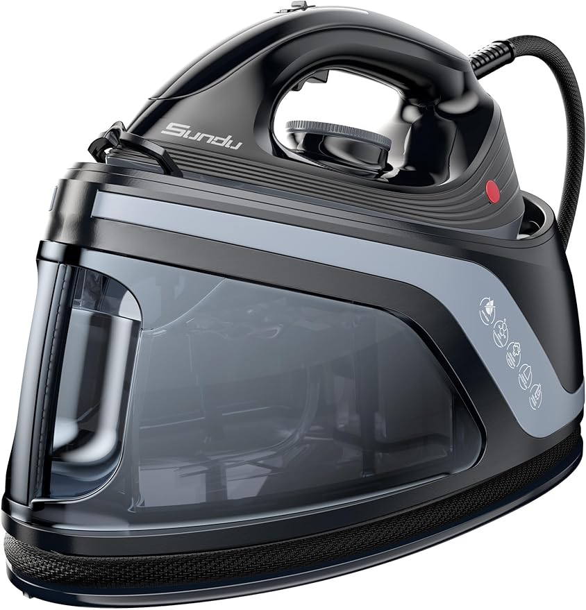 Sundu Pro Steam Station Iron for Clothes1600W Professional Steam Iron with 44 oz Tank 400 microsteam holes Built-In Pump Ceramic baseplateIron Lock For Easy Carry