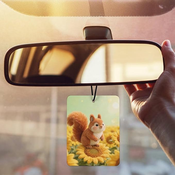 5PCS Car Air Freshener Hanging Personalized Double Sided Sunflower Squirrel Car Fresheners Long Lasting New Cars Scents Cute Automotive Freshies for Closets Drawers (tea)