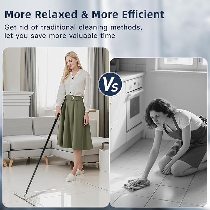 12-51’’ Telescopic Window Squeegee for High Windows 2-in-1 Window Cleaning Kit with Extra Silicone Blade &amp Hook Professional Squeegee for Shower Glass Doors (Window Squeegee for Home)