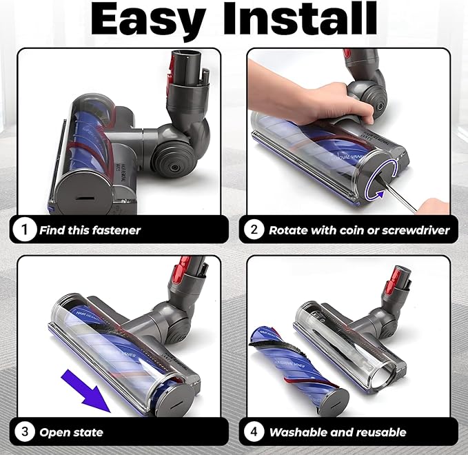 for Dyson V7 V8 V10 V11 V15 Vacuum Head Replacement Part with Upgrade Anti-Tangle &amp Power Suction- Motorized Brush Head Vacuum Attachment for Hard Floors Wood Floors &amp Low/Medium Carpets
