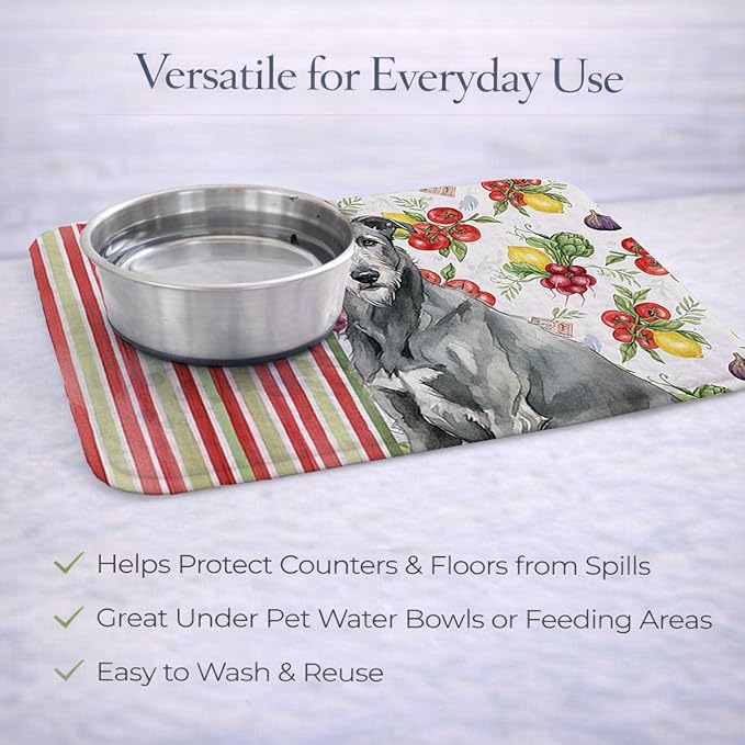 Caroline's Treasures Gray Irish Wolfhound Vegetables Dish Drying Mat Absorbent Dish Drying Mat Pad for Kitchen Counter Dish Drainer Mat for Countertop 14 x 21 Multicolor