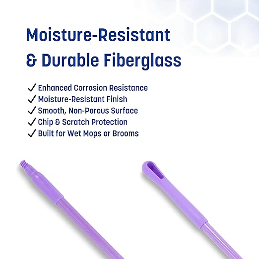 SPARTA 41225EC68 Fiberglass Broom Handle Mop Handle Replacement Handle With Acme Threaded Tip For Commercial Cleaning 48 Inches Purple