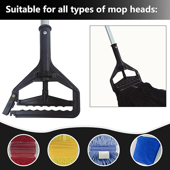 60 Inch Industrial Mop Handle Commercial mop Handle Heavy Duty Industrial mop Bucket mop Handles Heavy Duty Commercial mop Head Replacement and Handles mop Stick Black Replacement Mop Stick