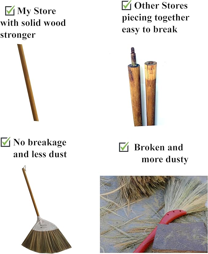 Traditional Vietnamese Handmade Broom Durable Perfect for Home use or as a Unique Wedding Gift 42 inches Long.