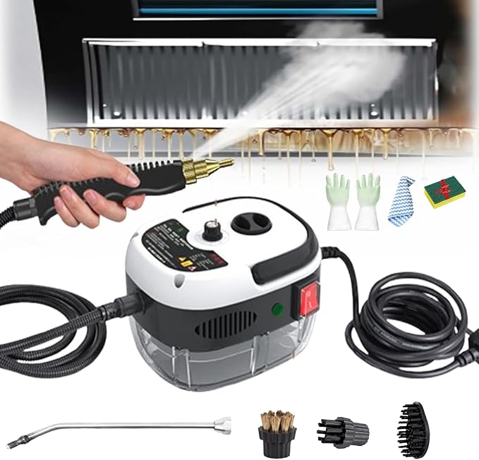 Car Steam Cleaner 2500w High-Temp Portable Machine2500w Handheld High-Temperature Pressurized Steam CleanerMaquina De Vapor Para Limpiar Carros3 Brushes (W)