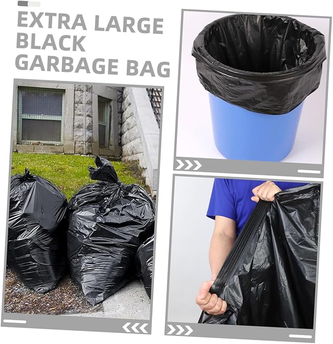 UPKOCH Large Trash Bags 50pcs Heavy Duty Contractor Garbage Bags 80x100cm Black Commercial Trash Can Liners for Outdoor Gardening Office and Property Maintenance Use