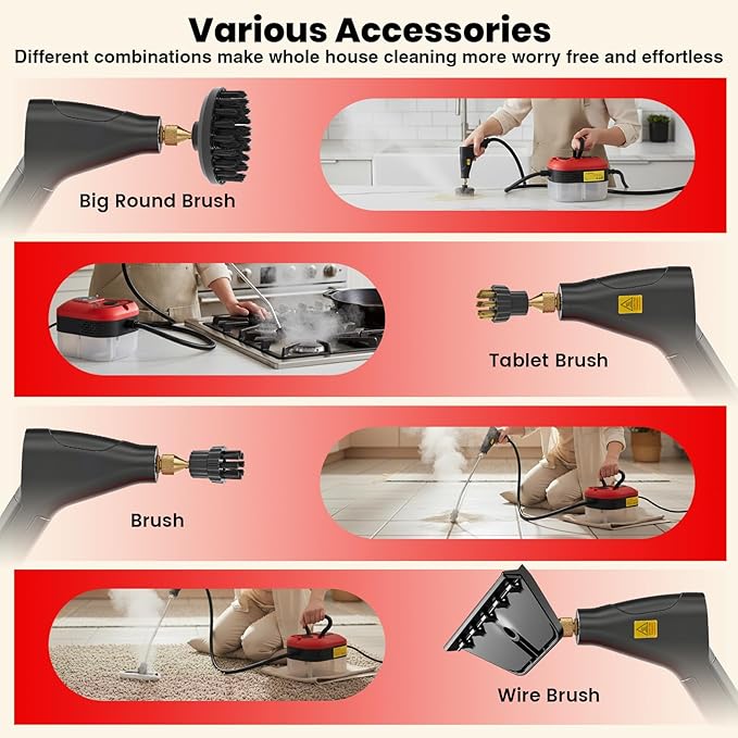Saker Handheld Steam Cleaner for Home6-Level Adjustable Steamer for CleaningPortable Steam CleanerPortable Steamer for Cleaning with 1200ML Water TankSuitable for KitchenBathroomLiving Room