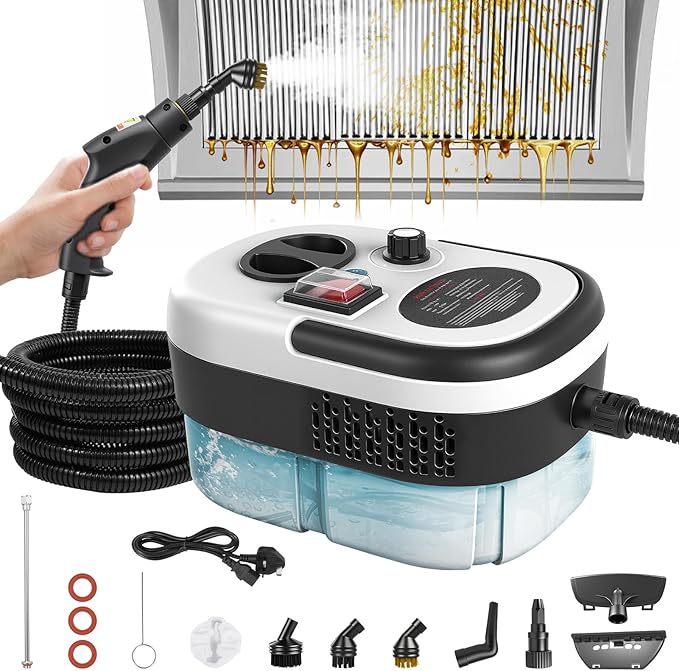 2500W Pressurized Handheld Steam Cleaner Portable Car Steamer for Auto Detailing High-Temperature Pressure Steam Cleaner 6-gears Adjustable Steam Cleaning Machine for Home/Kitchen/Grout/Floor/Tile