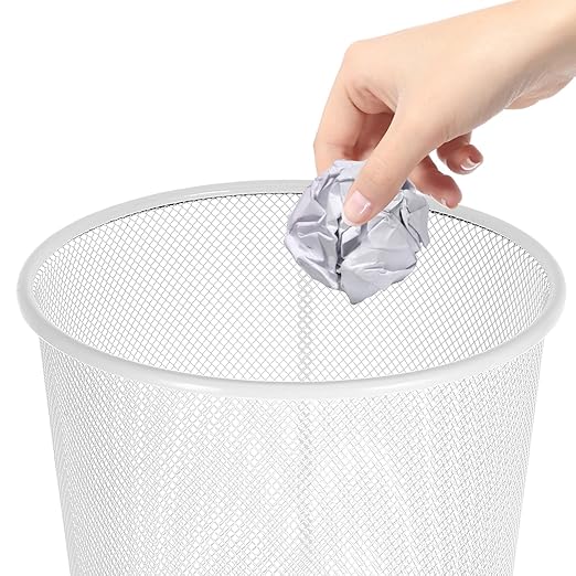 Mesh Iron Wire Desktop Garbage Can Medium Metal Wastebasket with Wide Opening for Office Home Desk Trash Bin Stylish Narrow Design