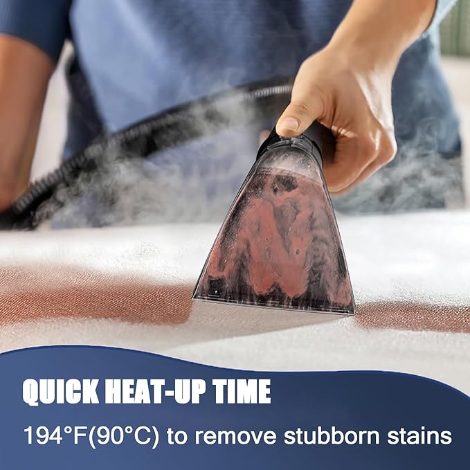 Portable Carpet Spot Steam Cleaner Steam Fabric Cleaning Machine Big Capacity Water Tank Quick Heat-Upfor Furniture Pets Car Seats 400W Powerful Suction Pet Stain Remover Washer