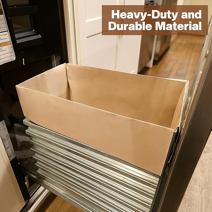 60 Pcs Trash Compactor Bags for Kitchen Pre-Cuffed Heavy Duty Kraft Paper Compactor Bags with Waterproof Liner Reinforced Bottom for Kitchen Use 20.47 x 15.75 x 8.66