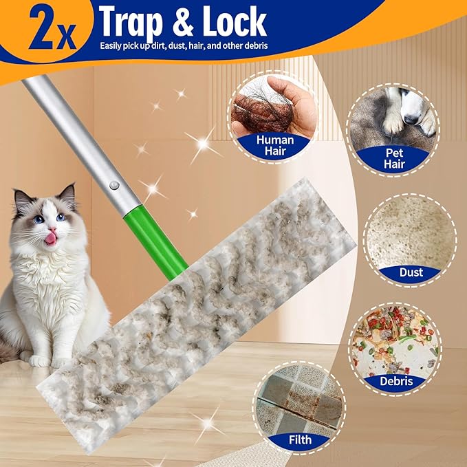 60 Count XL Pet Dry Sweeping Cloth Refills for Swiffer Sweeper XL Mop Unscented Heavy Duty Dry Pads Refills for Multi-Surface Floor Cleaning