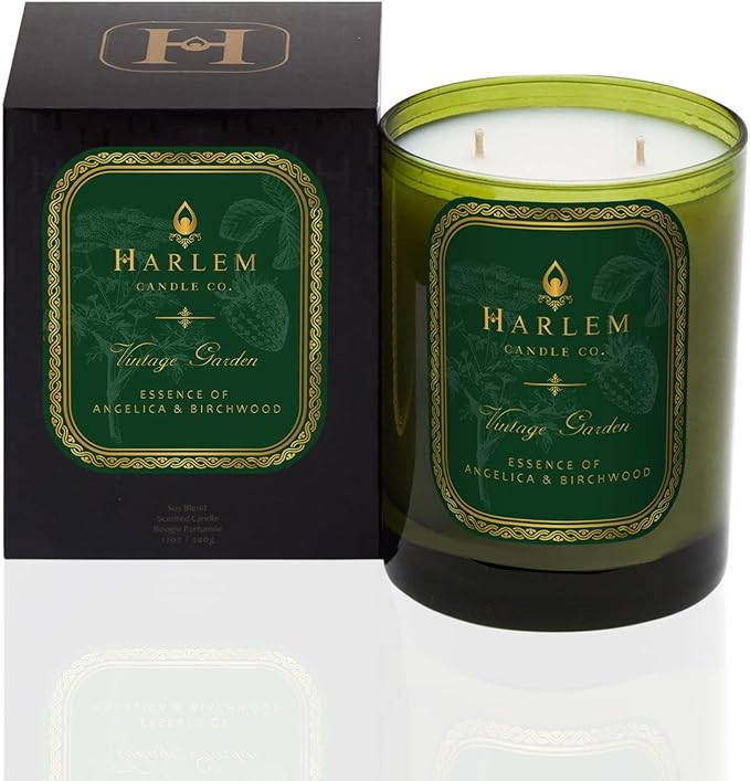 HARLEM CANDLE CO. Vintage Garden - Luxury Scented Soy Candle 11 oz - 80-Hour Burn Time | Wild Berry Rose Absinthe Angelica Strawberry Musk Birchwood | Scented Candles for Home
