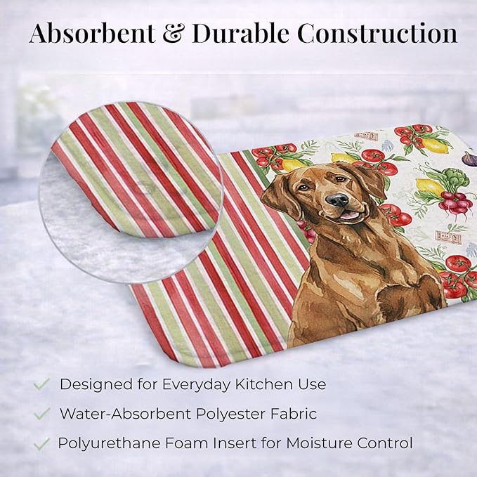 Caroline's Treasures Chesapeake Bay Retriever Vegetables Dish Drying Mat Absorbent Dish Drying Mat Pad for Kitchen Counter Dish Drainer Mat for Countertop 14 x 21 Multicolor