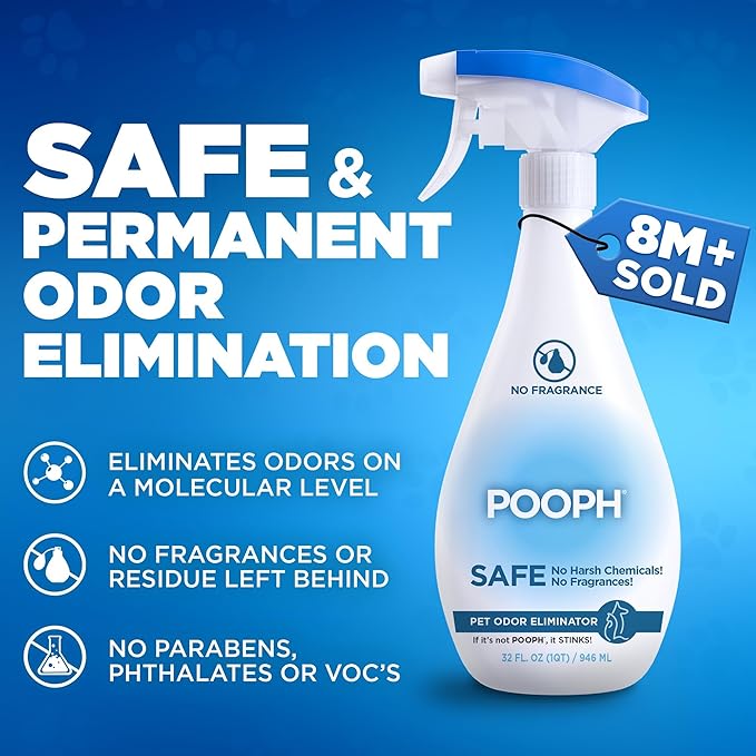 Pooph Pet Odor Eliminator 32oz Spray 2-Pack - Eliminates Odors at the Molecular Level Dogs Cats Freshener Eliminator Urine Poop Pee Deodorizer Natures Puppy Fresh Clean Furniture Potty