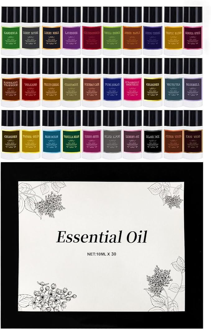 Car Air Freshener Refill Cologne Aromatherapy Oil 30 PCS Essential Oils Mixed Fragrance Set for Car Diffusers (No Diffuser Included)