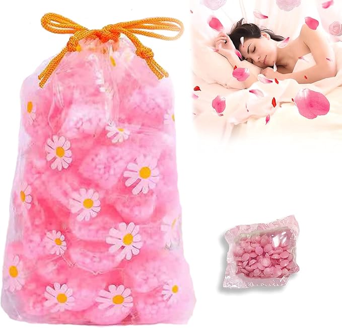 60Pcs Scent Booster Crystals Independent Package Fragrance Beads Bags in-Wash Scent Booster Beads Laundry Freshener Beads (Rose)