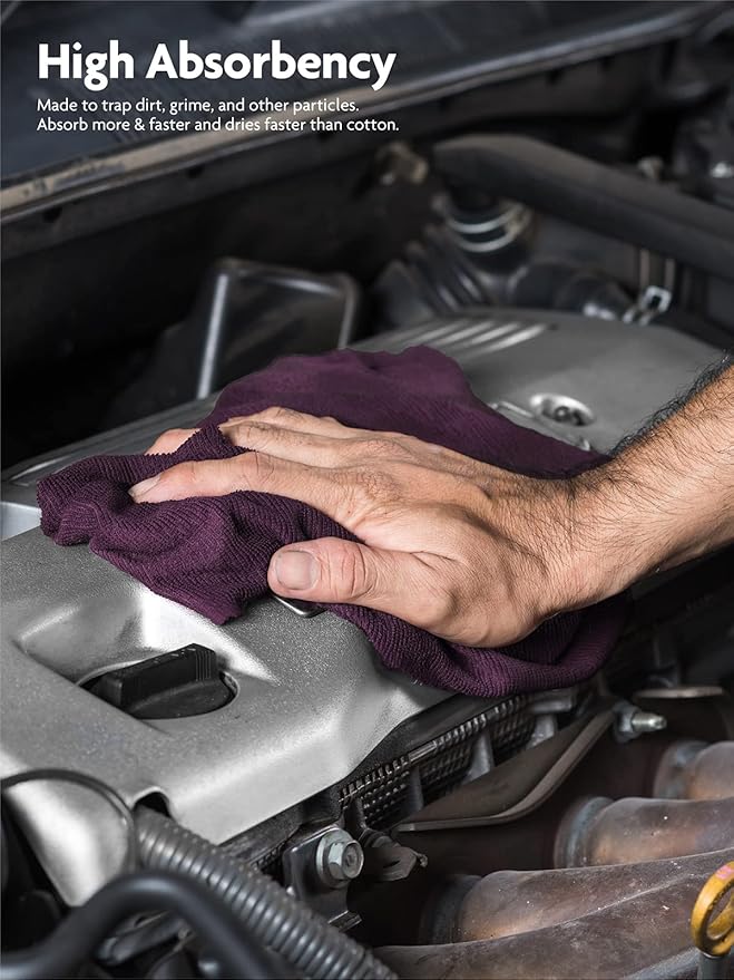 Fantasticlean Microfiber Cleaning Cloth Roll -75 Pack Tear Away Microfiber Towels 12 x 12 Reusable Washable Scratch Free Ultra Absorbent for All-Around Cleaning Supplies (Dark Purple)