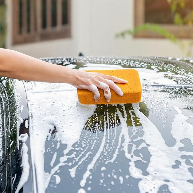 24 Pcs Large Cleaning Sponges Bulk 7.6 x 5.3 x 1.9 Inch Yellow Reusable Grout Sponge Super Absorbent Non-Scratch Car Wash Sponges for Car Floors Windows Dishes Cleaning