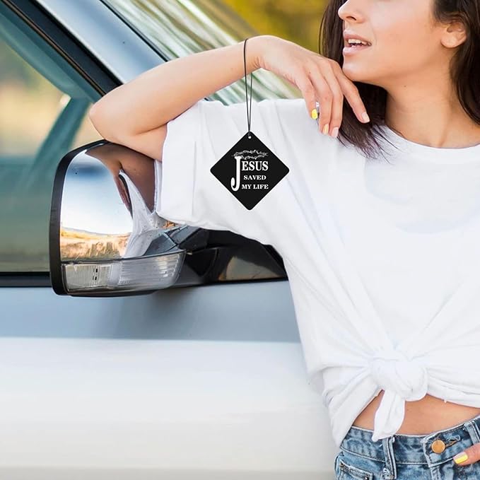 24 PCS Religious Jesus Christian Faith Cross Car Air Fresheners Cards Set Multi-Pack Scented Cards Long-Lasting Auto Fragrance Cards for Vehicle Home &amp Office Square