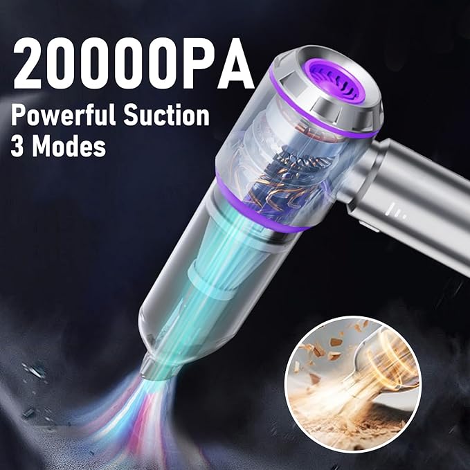 Car Vacuum Portable Cordless 20000PA High Power 4-in-1 Compressed Air Duster &amp Air Blower &amp Pump Hand Held Vacuum with Brushless Motor for Car Home OfficeCamping Ideal Gifts for Men &amp W