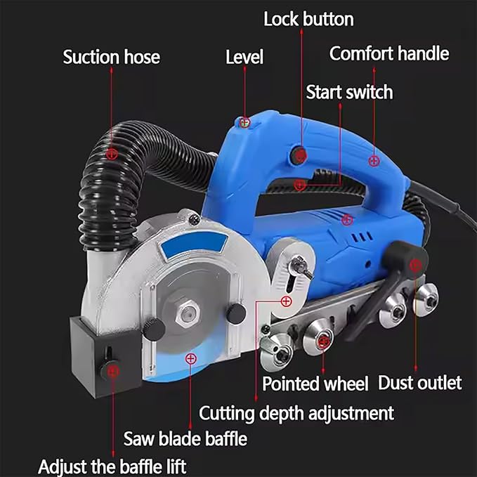 9000r/min Electric Seam Cleaning Machine Beauty Seam Construction Tool Tile Joint Cleaner With1.2MM Saw Blade and Self-Cleaning Design Depth Adjustable for Tile Cleaning