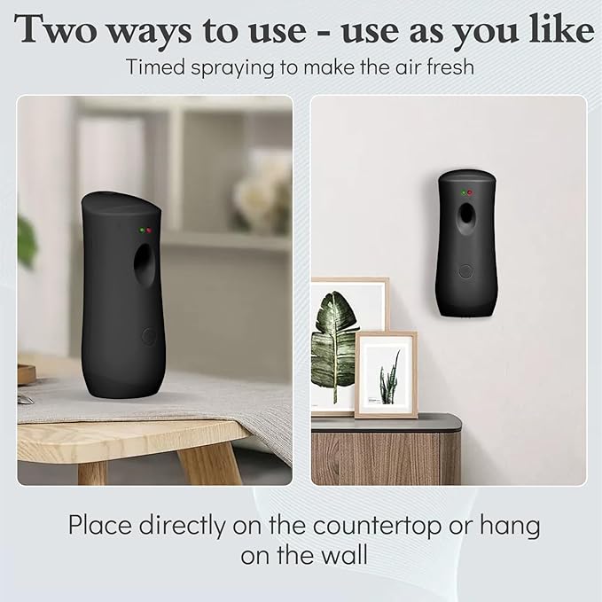 Automatic Air Freshener Spray Wall Mounted or Free Standing Automatic Scent Dispenser Motion Sensor Air Freshener Air Automatic Spray Dispenser for Room and Restroom Sprayer (Black)