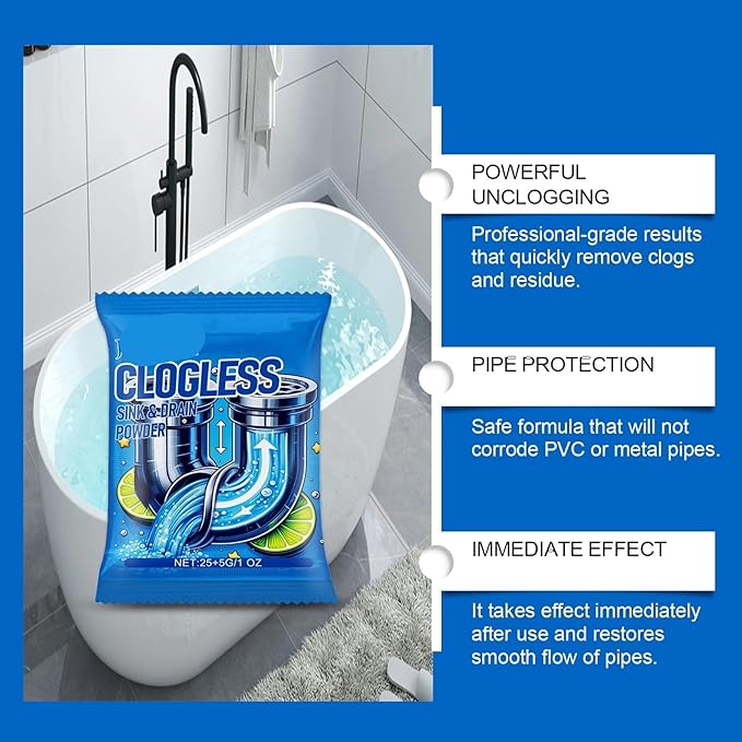 Drain Unclogger &amp Cleaner - Fast Acting Eco-Friendly Formula for Grease Food Residue &amp Clogs - Safe for All Pipes - Easy to Use - Long-Lasting Solution(10PCS)