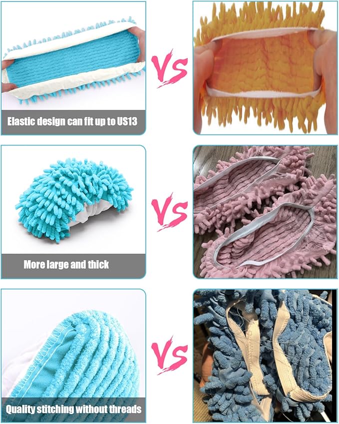 8 Pcs Mop Slippers Socks Floor CleaningMicrofiber Shoe Covers dust Washable Reusable for Woman Man House Kitchen (Blue)