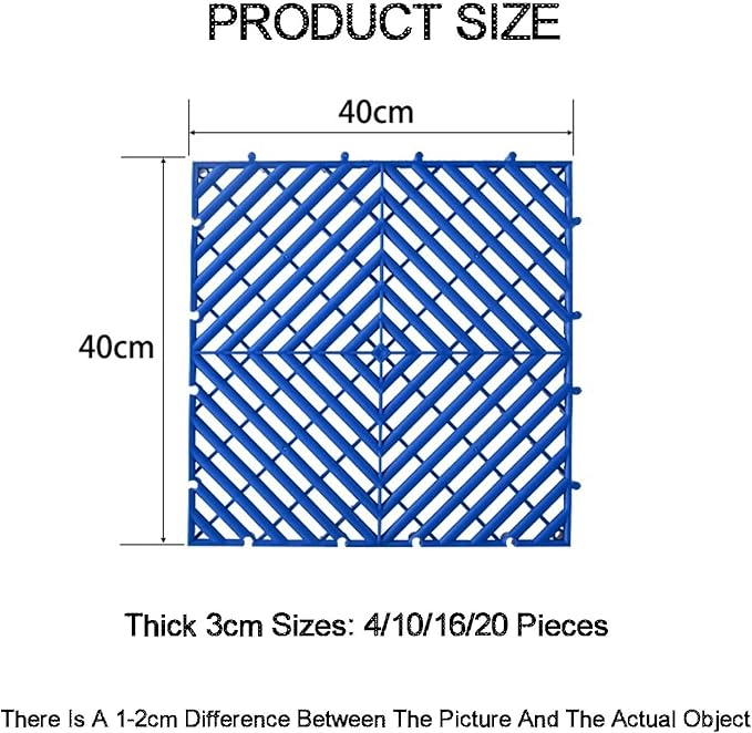 Trench Drainage GrateDrain Covers OutdoorModular Interlocking Mats Multicolor 40x40x3cm 4-20 Pcs Pack 4 Ton Capacity(Blue20 pieces)