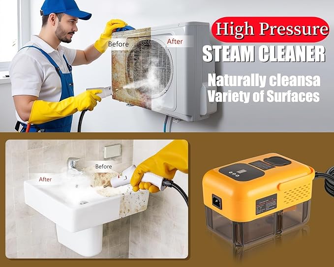 Steam Cleaner for Home Handheld 2500W High Pressure Steamer for Cleaning 9-Level Multipurpose Steam Cleaner for Car Detailing Floor Upholstery Kitchen Bathroom Grout Tile 14 Accessories