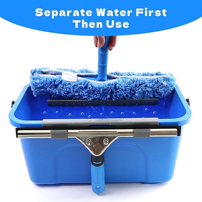 Squeegee with Shelf Storage for Window CleaningWindow Cleaning Squeegee kit with Bucket&ampMicrofiber ScrubberBathroomShower DoorsMirrorsTilesand Car Windows Blue