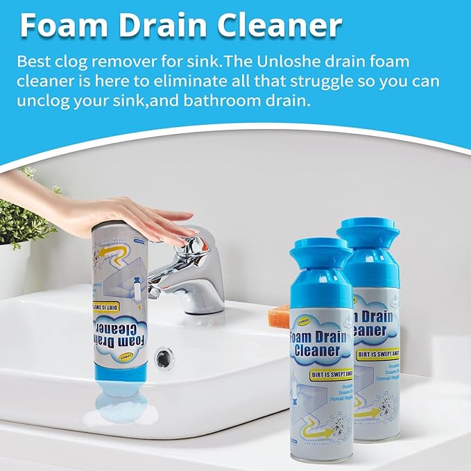 Drain Cleaner Foaming Drain Cleaner and Deodorizer Sink Cleaning Foam Drains Clog Remover for Kitchen Bathroom Drains Sinks Tubs (2PCS)