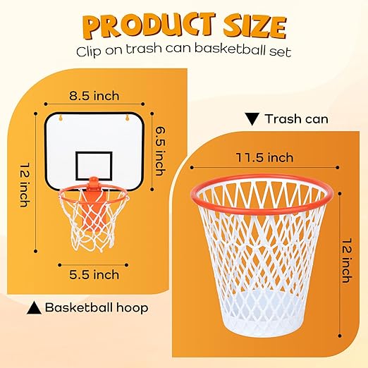 4pcs Trash Can with Basketball HoopMini Basketball Hoop Trash Can Set Wastebasket Includes Clip On Basketball HoopFun Basketball GiftIndoor Basketball Hoop for Office Classroom Party Gym