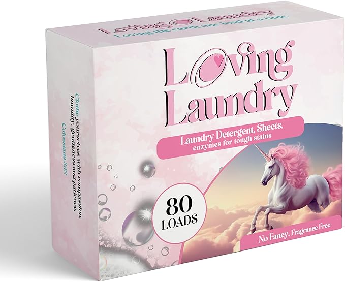 LOVING LAUNDRY- Detergent Sheets Strip Laundry Soap - Clean Safe Ingredients Ultra Concentrated Stain fighting Enzymes -(80 Loads) No Fancy Scent